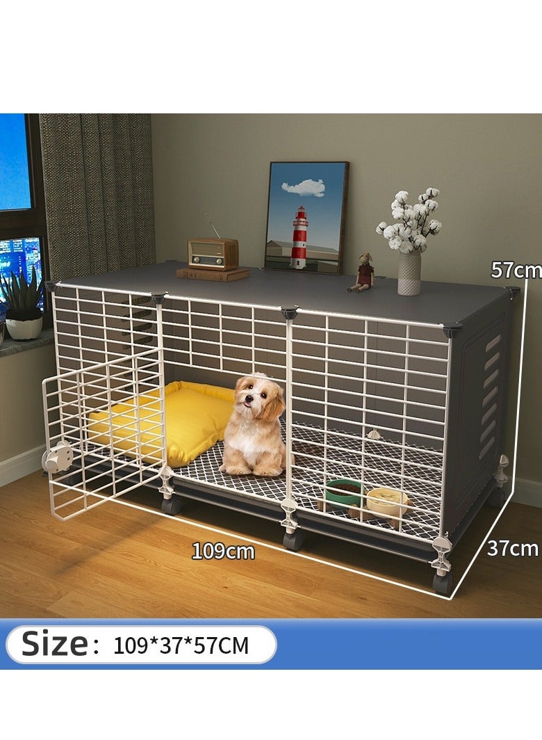 MissTiara Dog cage for small dogs  indoor dog kennel and toilet Perfect for Pet Lovers in Compact Spaces Size: 109*37*57 - Image 2