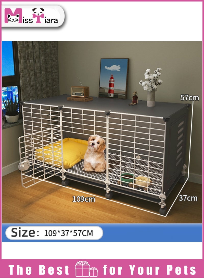 MissTiara Dog cage for small dogs  indoor dog kennel and toilet Perfect for Pet Lovers in Compact Spaces Size: 109*37*57 - Image 1
