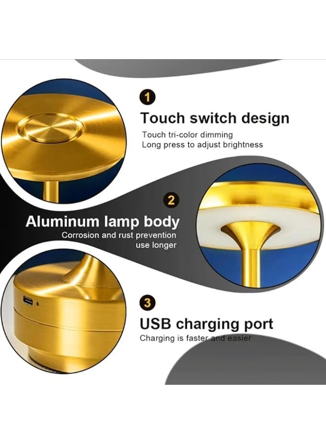 zentora 2 Pack Cordless Table Lamp,Rechargeable Battery Operated USB Mini Bedside Lamp 4000mAh LED Portable Outdoor Battery Powered Lamps,Dining Table,Bar, 3 Level - Image 3