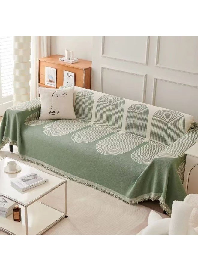 180*150cm Sofa Cover, Stylish Sofa Cover, Chenille Furniture Sofa Slipcovers Towel, Chenille Material Double Sided Sofa Towel, Four Seasons Available Both Sides (Green, 180*150cm) - Image 1