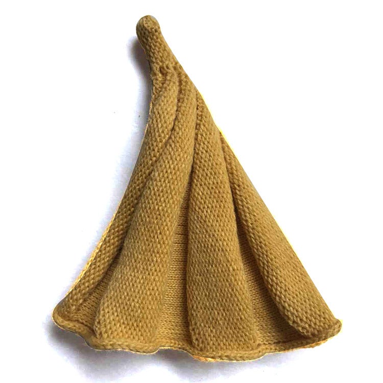 Cute Flower Knit Baby Cap with Twisted Top Turmeric