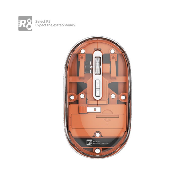 R8 Brand Transparent Wireless Bluetooth Dual-Mode Mouse - Silent, Universal for Desktop & Laptop