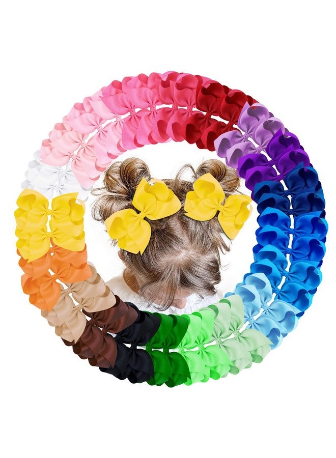 Oaoleer 40Pcs 4.5" Hair Bows Clips Grosgrain Ribbon, Alligator Clips, Barrettes Hair Accessories for Baby Girls Infants Toddlers Kids Teens Children (4.5 Inch, 20 Colors in Pairs) - Image 1