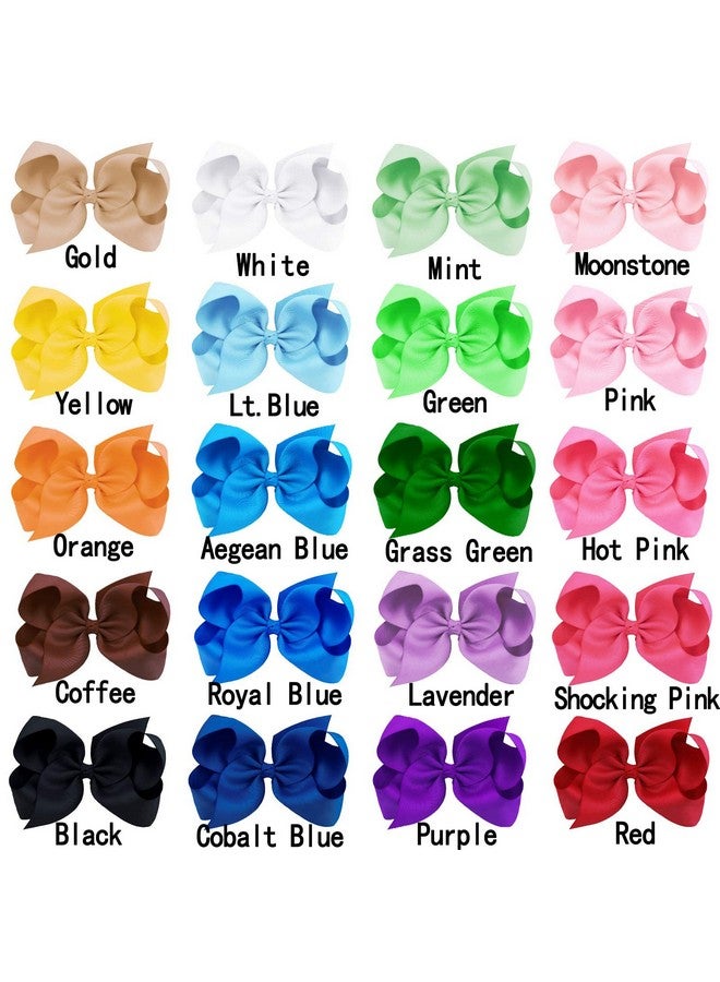 Oaoleer 40Pcs 4.5" Hair Bows Clips Grosgrain Ribbon, Alligator Clips, Barrettes Hair Accessories for Baby Girls Infants Toddlers Kids Teens Children (4.5 Inch, 20 Colors in Pairs) - Image 2