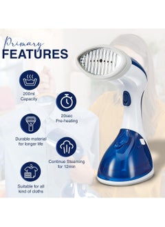 IMPERIUM Portable Handheld Clothes Steamer – 20-Second Fast Heat-Up, Large 200ML Detachable Water Tank, Effective Wrinkle Remover for All Fabrics, Travel Steamer, Lightweight Garment Steamer  - Image 2