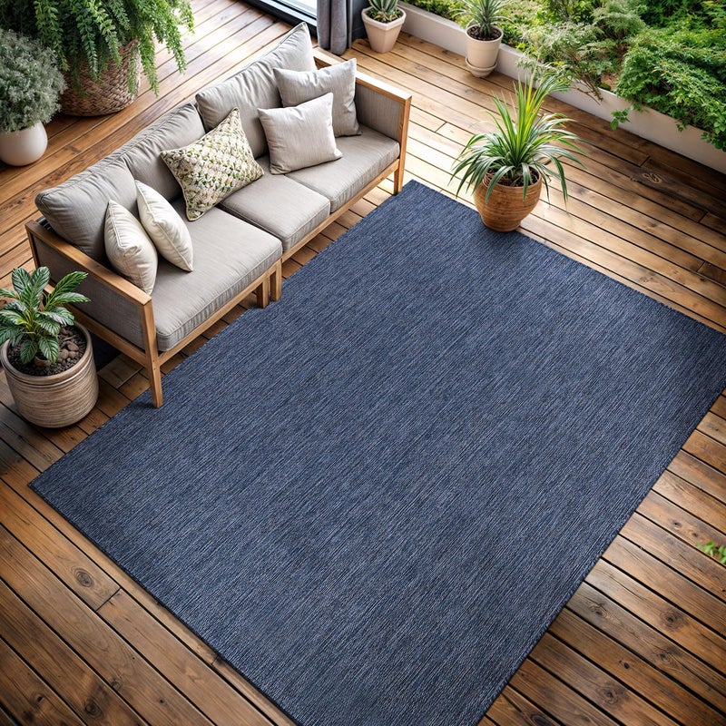 CAMILSON Outdoor Rug 8x10 Modern Area Rugs for Indoor and Outdoor Patios and Porches - Waterproof, Washable, Non-Shedding, Easy-to-Clean Outside Carpet (8 x 10, Solid - Navy Blue) - Image 5