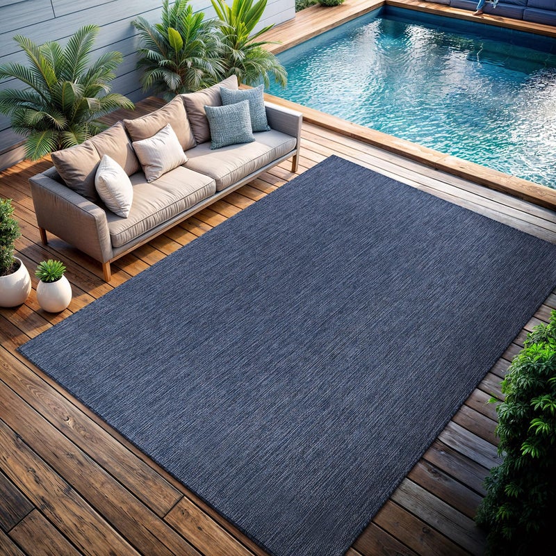 CAMILSON Outdoor Rug 8x10 Modern Area Rugs for Indoor and Outdoor Patios and Porches - Waterproof, Washable, Non-Shedding, Easy-to-Clean Outside Carpet (8 x 10, Solid - Navy Blue) - Image 3