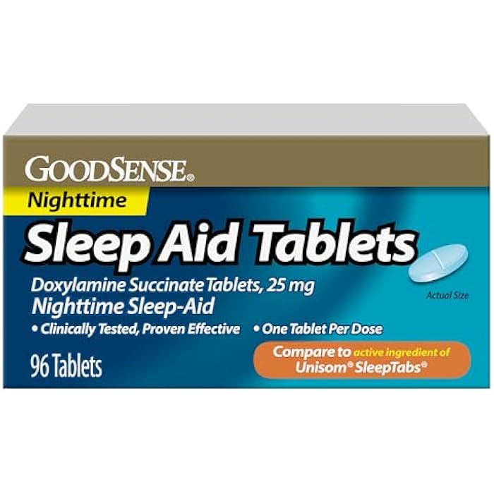 GoodSense Sleep Aid Tablets, Doxylamine Succinate Tablets, 25 mg, Nighttime Sleep Aid to Help You Fall Asleep - Image 1