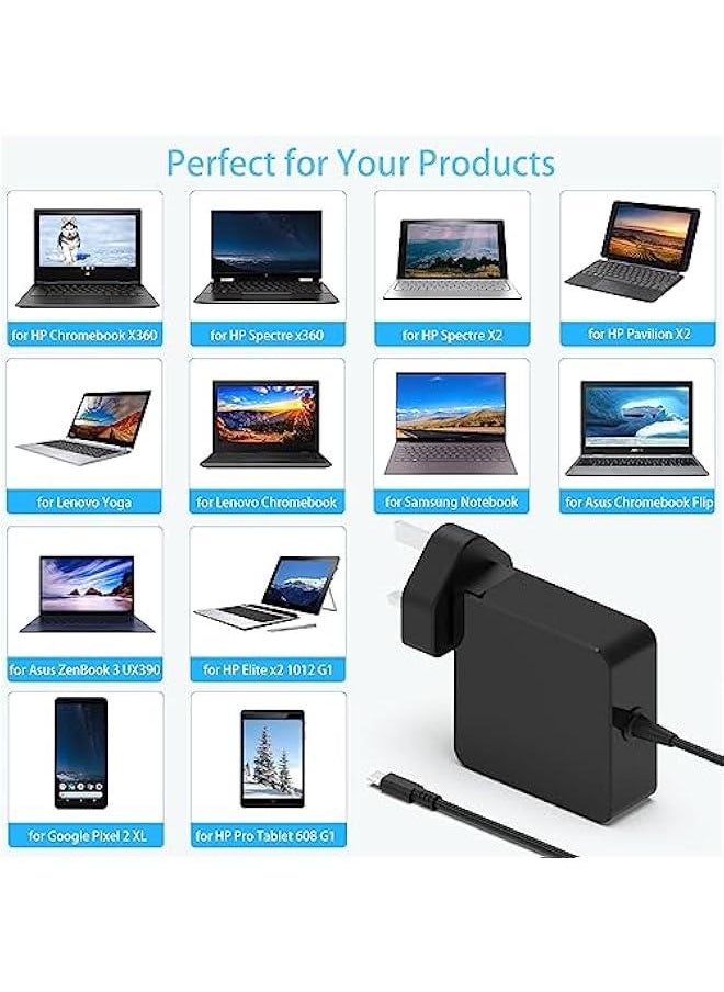 Generic 65W 45w USB C Laptop Fast Charger for Lenovo Thinkpad Yoga, Mac Book Pro, Hp Elitebook Spectre Envy, Huawei,Dell Latitude,Asus,MacBook air,Acer,Type C Computer Replacement Power Adapter Cord C0004  - Image 5