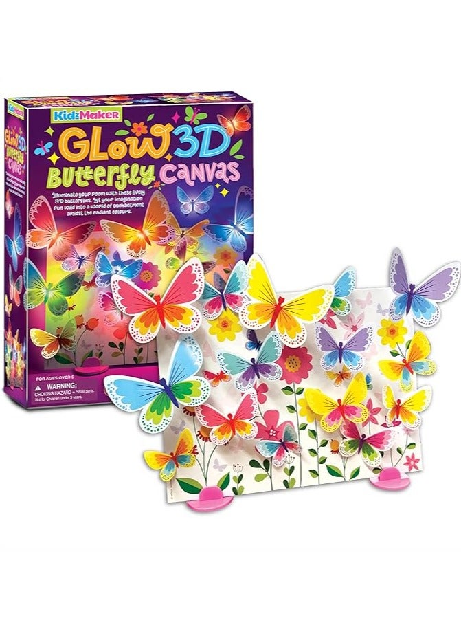 4M KidzMaker 3D Glow Butterfly Canvas Craft Kit – Create Light‑Up Butterfly Artwork with LED String, Template, Stands & Adapters, Ideal DIY Room Décor & STEM Craft for Kids Ages 5+ | 00-04796 - Image 3