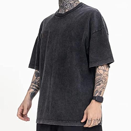 POHADON 3 Pcs Men's Oversized Cotton Summer T-Shirts - Vintage Baggy Tee Loose Fit Short Sleeve T-Shirts Casual Streetwear (D,M) - Image 2