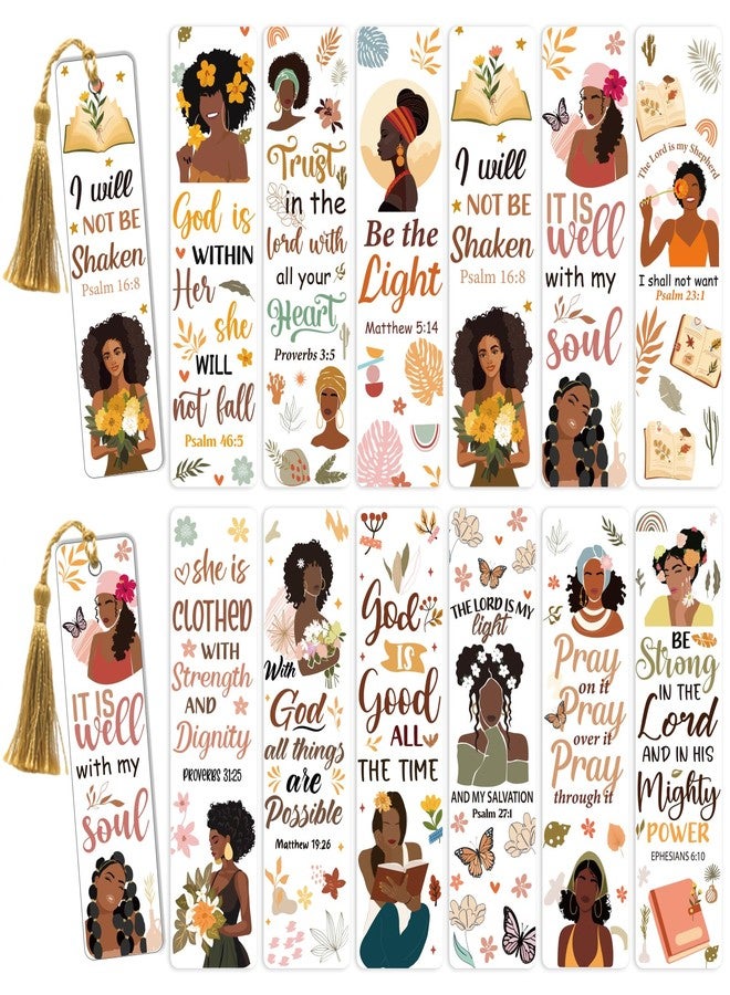 AFRITEE Bible UV DTF Bookmark Wraps - 24 Sheets Black Girl Inspirational Quotes Cold Transfer Sticker for Blank Bookmark, Flowers Butterfly UV DTF Sticker Decal DIY Creative Decoration for Women Religious - Image 1