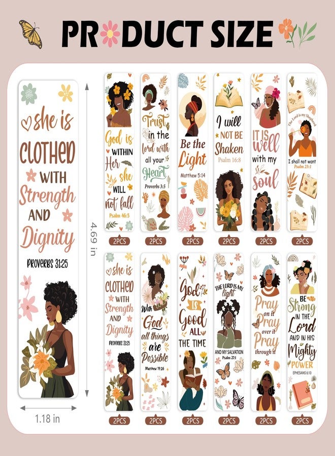 AFRITEE Bible UV DTF Bookmark Wraps - 24 Sheets Black Girl Inspirational Quotes Cold Transfer Sticker for Blank Bookmark, Flowers Butterfly UV DTF Sticker Decal DIY Creative Decoration for Women Religious - Image 4