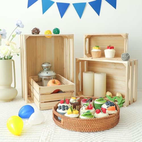 JUMBO HUMBLE Large Wooden Crates Unfinished Set of 4 Storage Crates, Decorative Wood Storage Crate for Display Rustic, Nesting Wooden Container Boxes Made from 100% Wood - Image 5