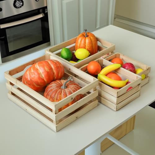 JUMBO HUMBLE Large Wooden Crates Unfinished Set of 4 Storage Crates, Decorative Wood Storage Crate for Display Rustic, Nesting Wooden Container Boxes Made from 100% Wood - Image 4