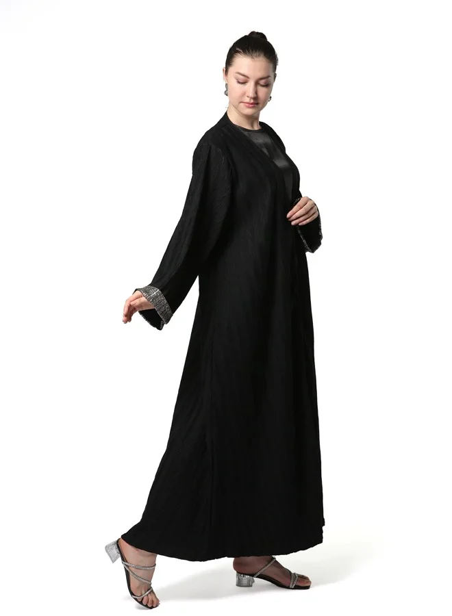 Line73 by Zahra Patterned A-Line Black Abaya