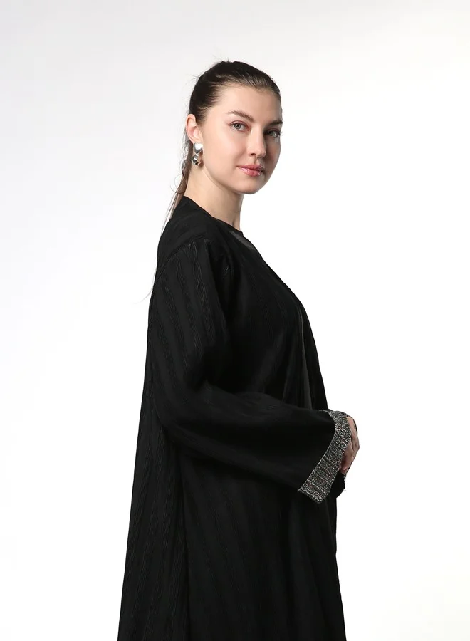Line73 by Zahra Patterned A-Line Black Abaya