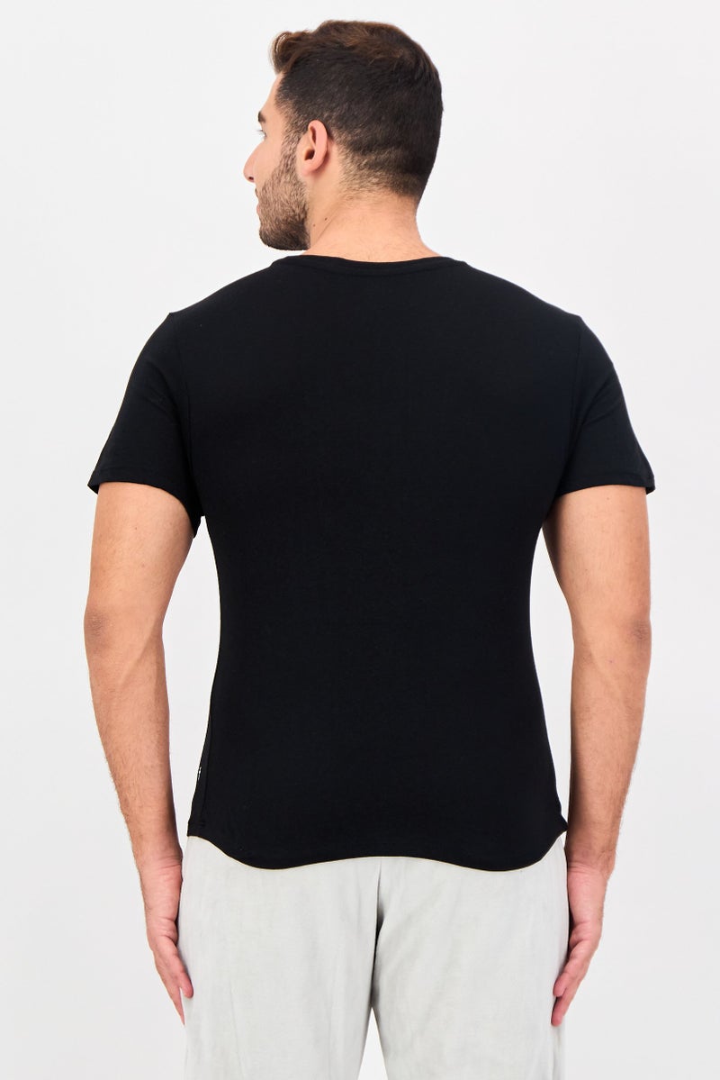 Frye Men 4 Pcs Crew Neck Short Sleeve Brand Logo T-Shirt, Black - Image 2