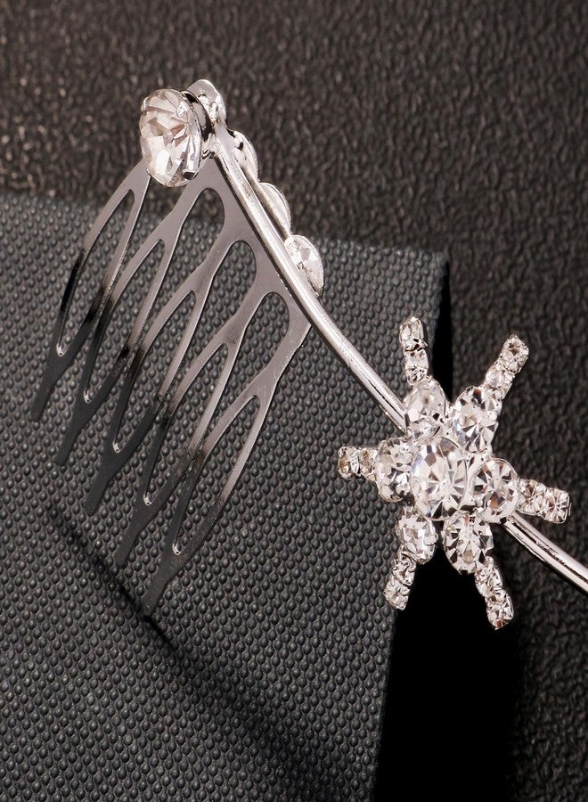 XSBODY Boho Silver Star Hair Accessories for Women Bridal Hair Comb for Wedding Rhinestone Goddess Crown Statement Celestial Jewelry - Image 4