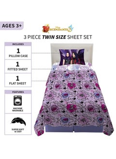 Kids Bedding Super Soft Sheet Set, Twin, Disney Descendants 3