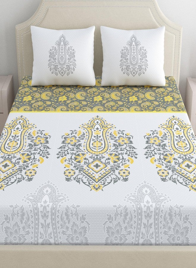 Dreamscape 100% Cotton Double Printed Bedsheet with 2 Pillow Covers - (Size 90 x 98 inches, 200 TC, Colour - Grey: Pewter Grey) - Image 2