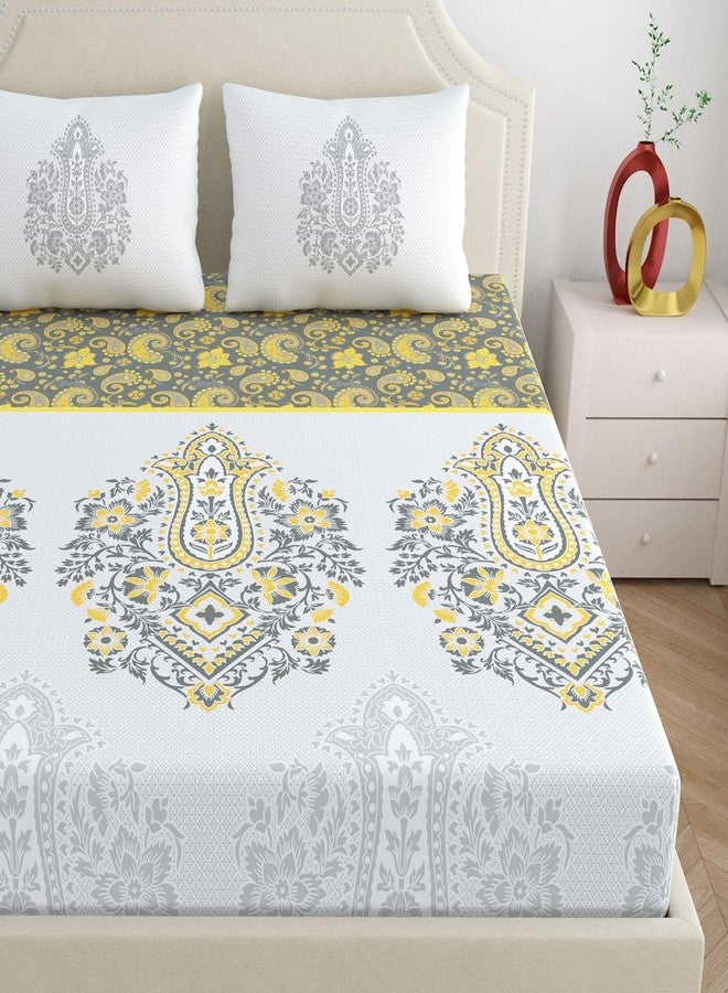 Dreamscape 100% Cotton Double Printed Bedsheet with 2 Pillow Covers - (Size 90 x 98 inches, 200 TC, Colour - Grey: Pewter Grey) - Image 3