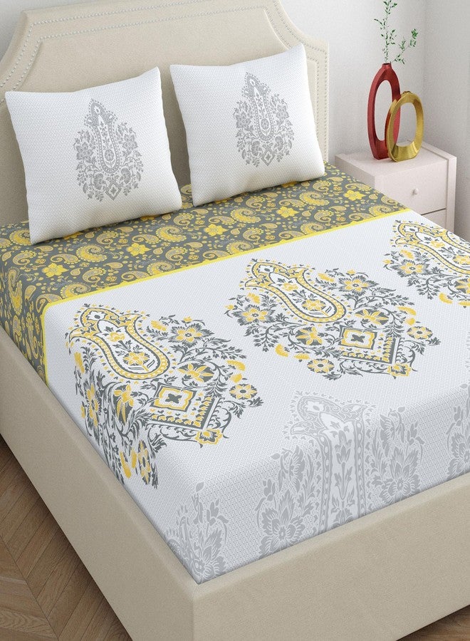 Dreamscape 100% Cotton Double Printed Bedsheet with 2 Pillow Covers - (Size 90 x 98 inches, 200 TC, Colour - Grey: Pewter Grey) - Image 1