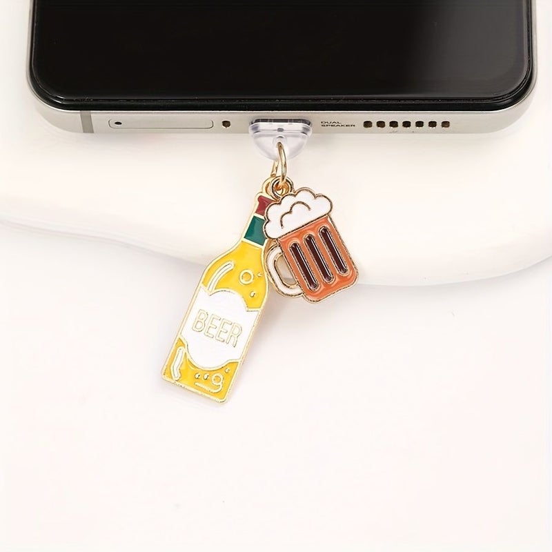 Red Wine Wine Glass Set With Type C Protective Dust Plug For Phone Tablet Kindle - Image 5