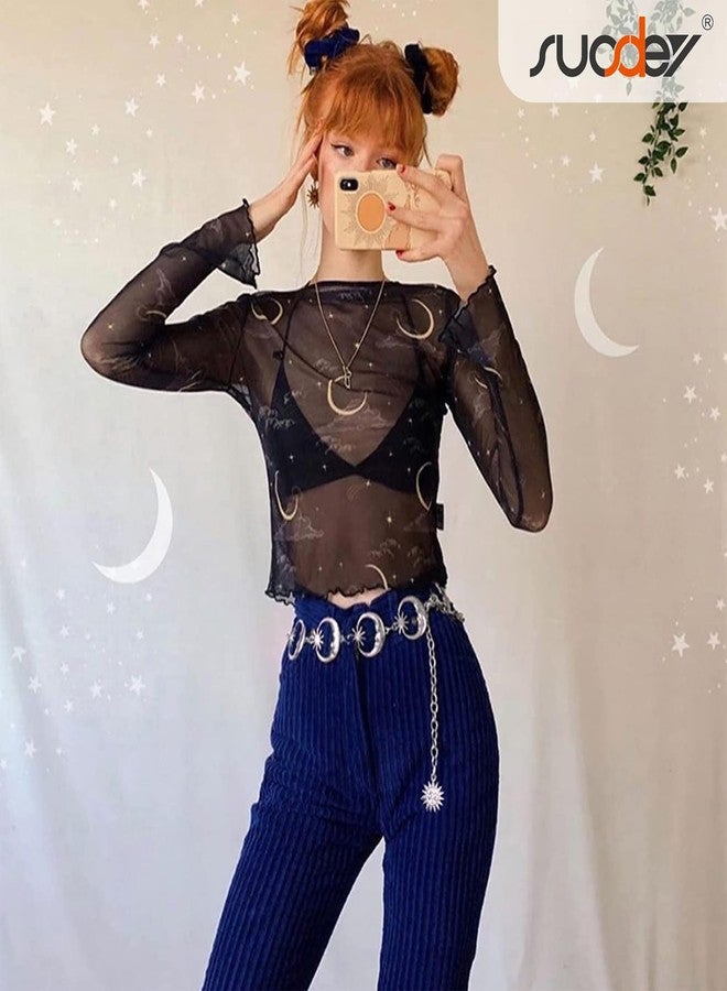 سوزدي حزام كونشو معدني غربي من SUOSDEY للنساء، حزام خصر بتصميم رعاة البقر، مناسب لفساتين بوهو، الجينز، وحفلات موسيقى الريف، لون فضي قمري - Image 5