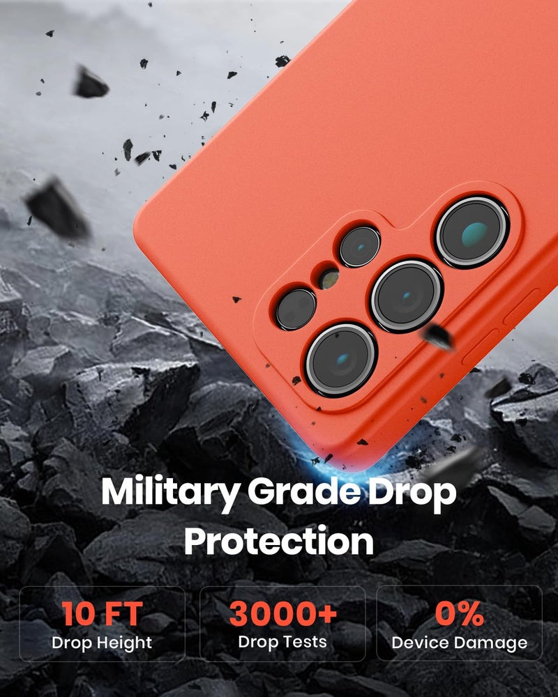 CUZMIGO Silicone Case for Samsung Galaxy S25 Ultra, Soft Slim Liquid Silicone Phone Case with Anti-Scratch Microfiber Lining, Camera Cover Protection with Cute Color Variety, Orange - Image 5