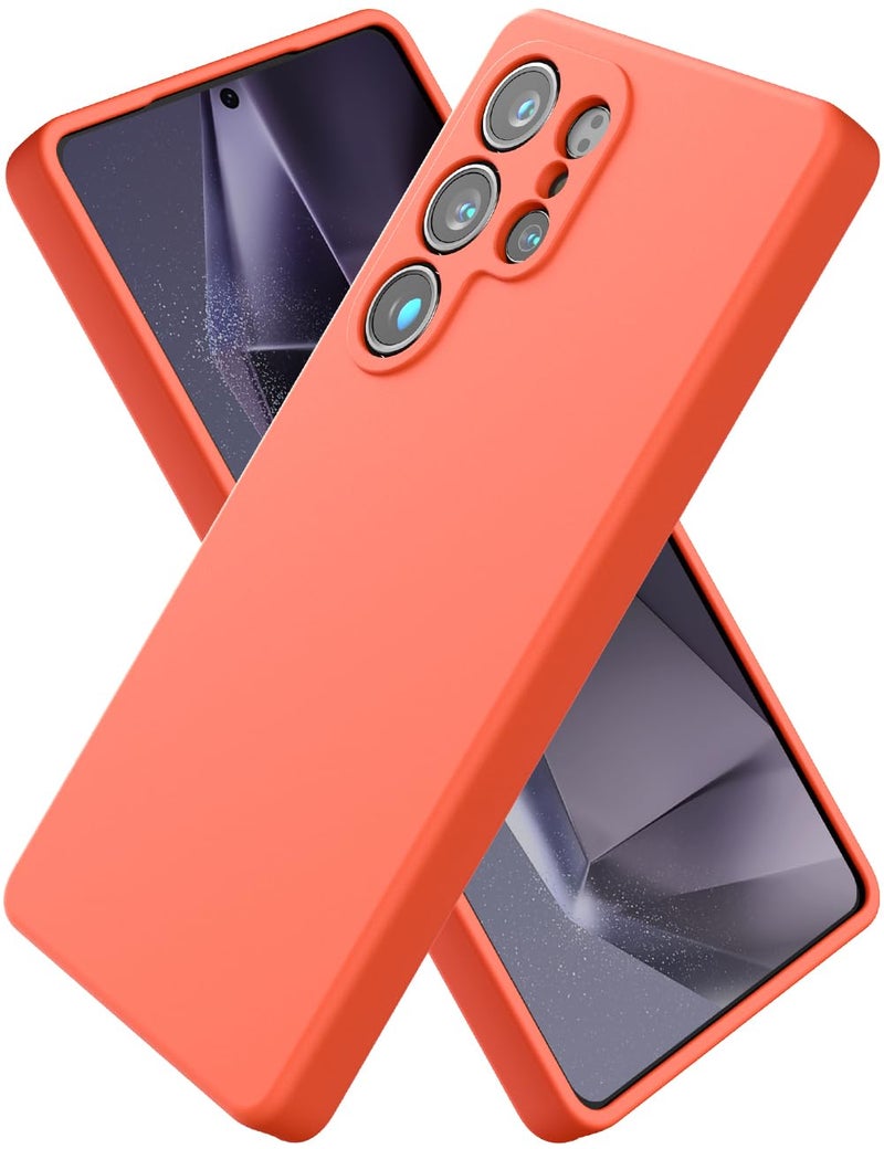 CUZMIGO Silicone Case for Samsung Galaxy S25 Ultra, Soft Slim Liquid Silicone Phone Case with Anti-Scratch Microfiber Lining, Camera Cover Protection with Cute Color Variety, Orange - Image 1