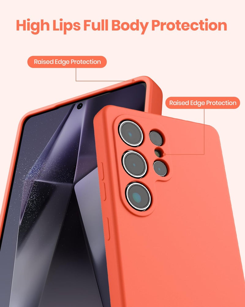 CUZMIGO Silicone Case for Samsung Galaxy S25 Ultra, Soft Slim Liquid Silicone Phone Case with Anti-Scratch Microfiber Lining, Camera Cover Protection with Cute Color Variety, Orange - Image 4