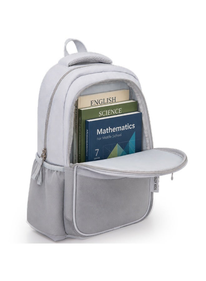 Eazy Kids Personalized 15.3” Lightweight School Backpack for Kids – Believe Yourself Design, Grey - Image 3