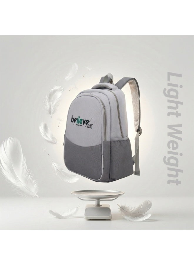 Eazy Kids Personalized 15.3” Lightweight School Backpack for Kids – Believe Yourself Design, Grey - Image 4