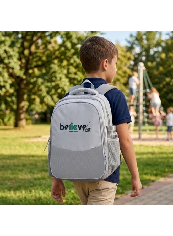 Eazy Kids Personalized 15.3” Lightweight School Backpack for Kids – Believe Yourself Design, Grey - Image 5