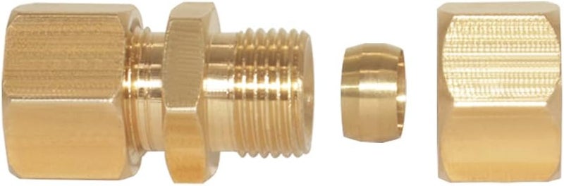 Uenede 4PCS Brass Compression Tube Fitting, Union, 1/4" Tube OD x 1/4" Tube OD Coupler Connector Pipe Fittings - Image 2
