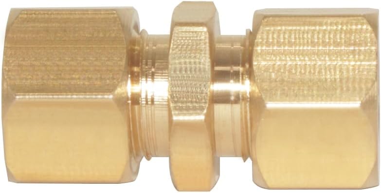 Uenede 4PCS Brass Compression Tube Fitting, Union, 1/4" Tube OD x 1/4" Tube OD Coupler Connector Pipe Fittings - Image 3