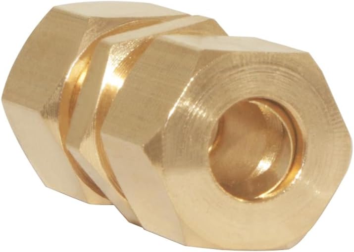 Uenede 4PCS Brass Compression Tube Fitting, Union, 1/4" Tube OD x 1/4" Tube OD Coupler Connector Pipe Fittings - Image 5