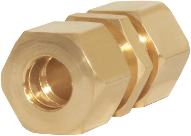 Uenede 4PCS Brass Compression Tube Fitting, Union, 1/4" Tube OD x 1/4" Tube OD Coupler Connector Pipe Fittings - Image 4