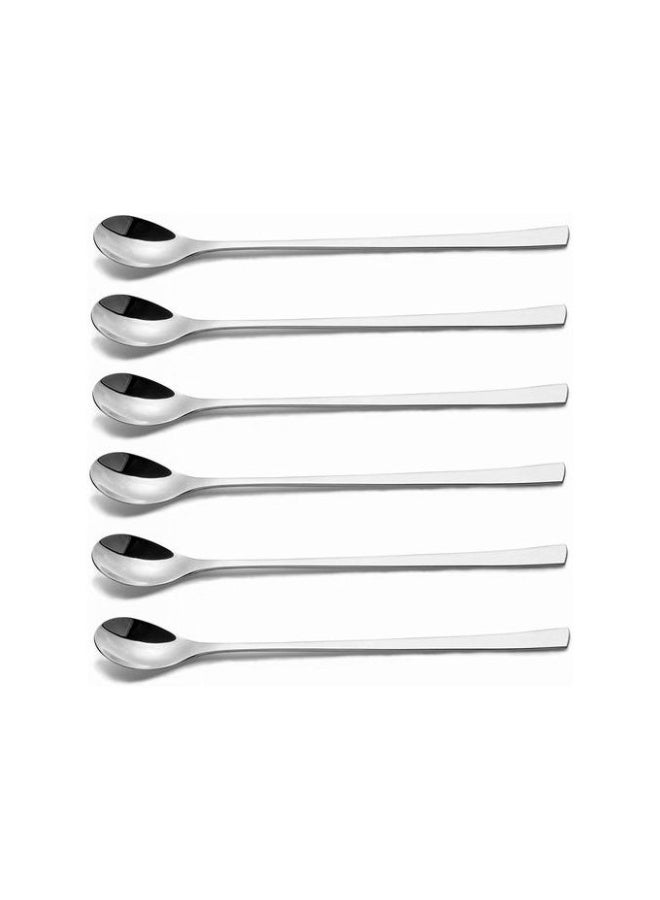 Pure Stainless Steel Long Metal (Spoon) - 6 Pcs - Image 1