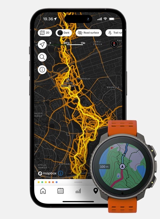 Suunto Vertical Titanium Solar Adventure Watch Solar Charging, Outdoor Offline Maps, Storm Alarm, Weather Forecast, Dual-band GPS/GNSS, Heart Rate, 95+ Sports Mode, Made In Finland Canyon - Image 3