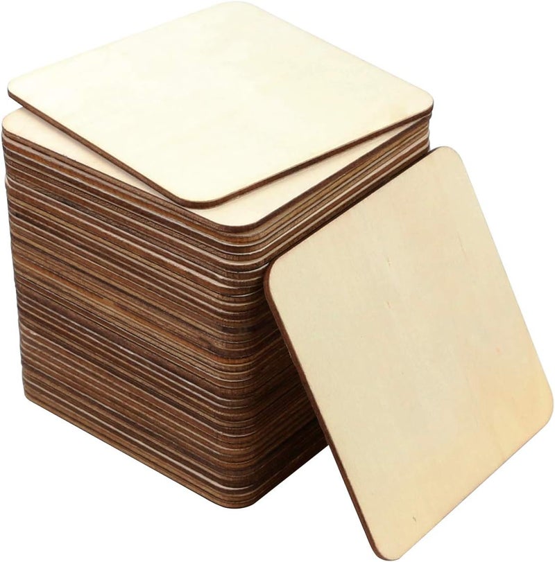 SKPPC Practical versatile construction 40Pcs Unfinished Laser Engraving Carving Blank Wood Pieces for Painting, Coasters, DIY Arts Craft Project, Staining and Decorations Modern practical shape - Image 1