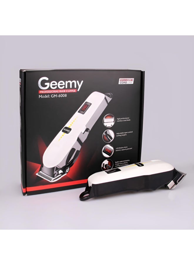 Geemy Professional Hair Clipper, Model GM-6008, Stainless Steel Blades, Ultimate Power Motor - Image 2