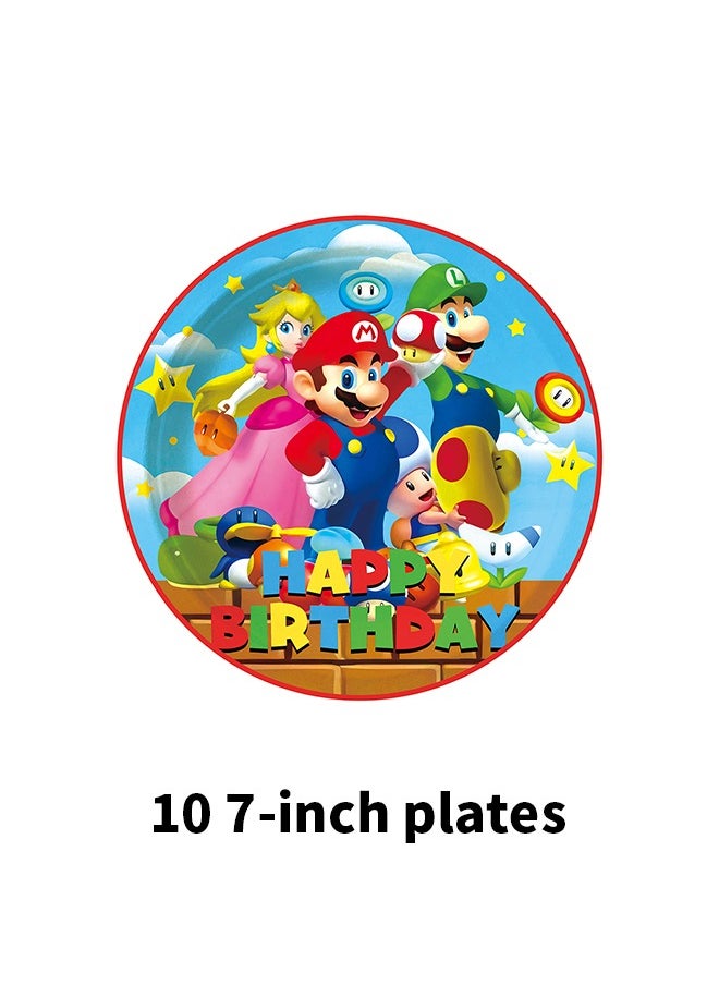Generic - Mario Birthday Party Supplies, 20 Plates, 20 Napkins, 10 Cups and 1 Tablecloth for Mario Party Supplies, Mario Theme Party Decorations - Image 1