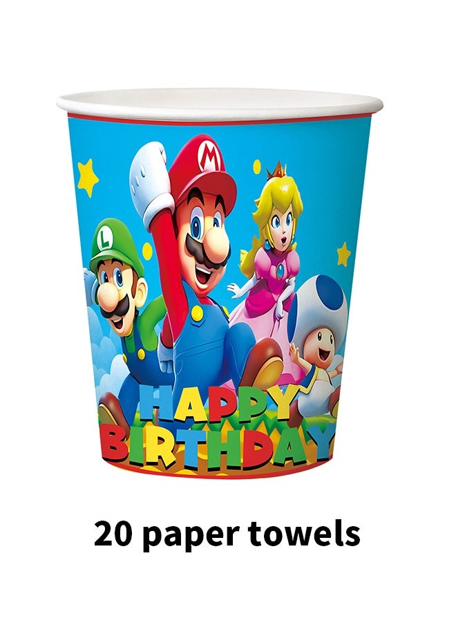 Generic - Mario Birthday Party Supplies, 20 Plates, 20 Napkins, 10 Cups and 1 Tablecloth for Mario Party Supplies, Mario Theme Party Decorations - Image 1