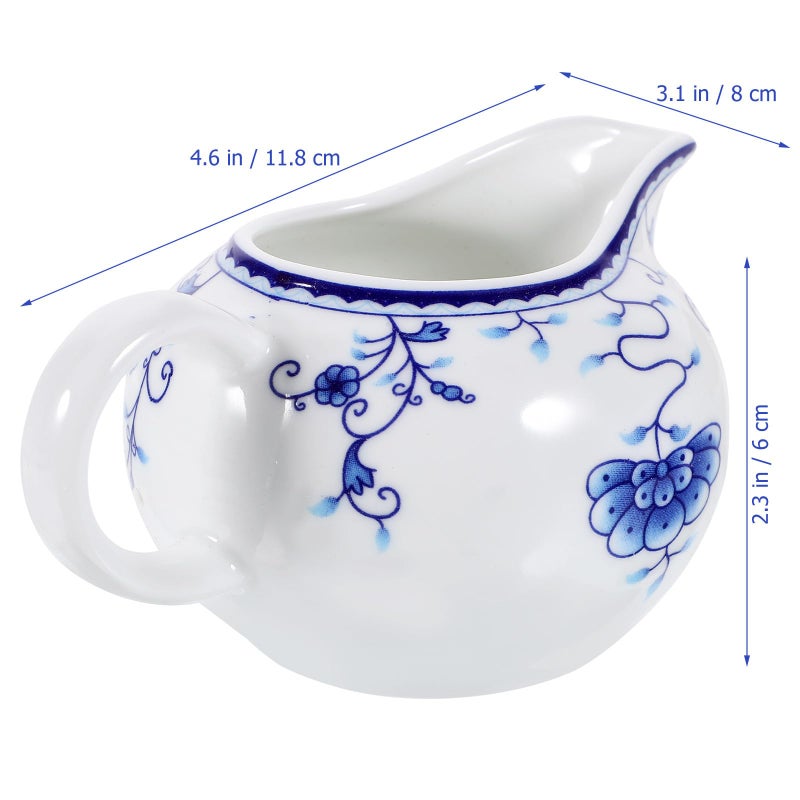 Blue and White Porcelain Creamer Pitcher 170ml Ceramic Milk Coffee Dispenser for Home Restaurant - Image 3