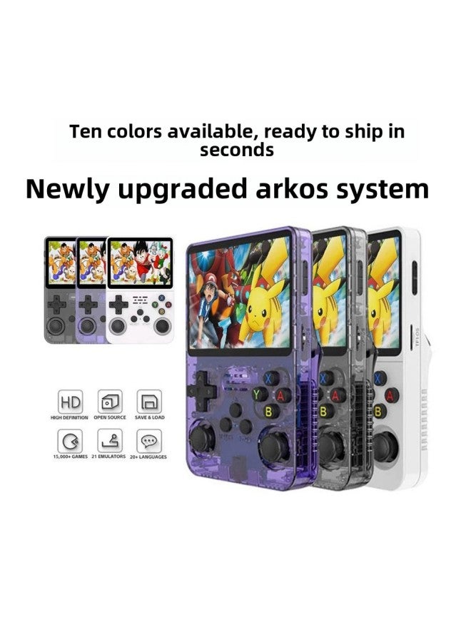 R36S Open Source Handheld Game Machine 3D Dual System Portable Game Machine Nostalgic Handheld Game Machine Cross-border-Product Color:English 128g Single Card-Model:[through Black] R36s Open Source Handheld Game Console