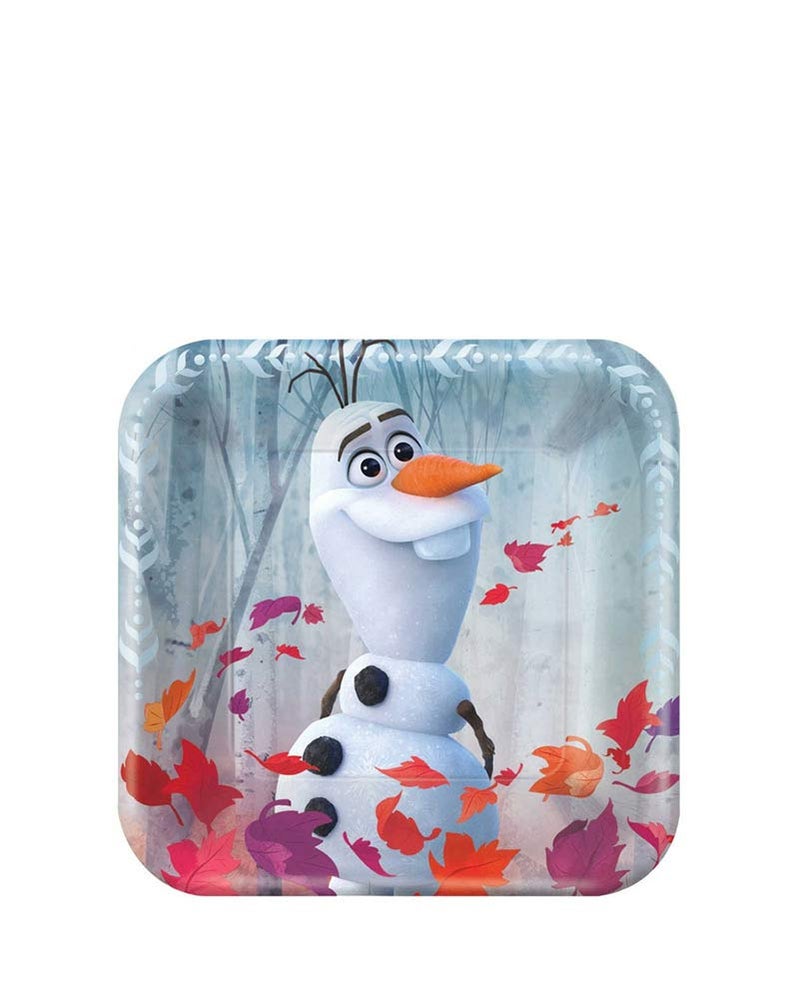amscan Frozen 2 Birthday Metallic Square Olaf Paper Plates 7 8 Ct Multicolor
