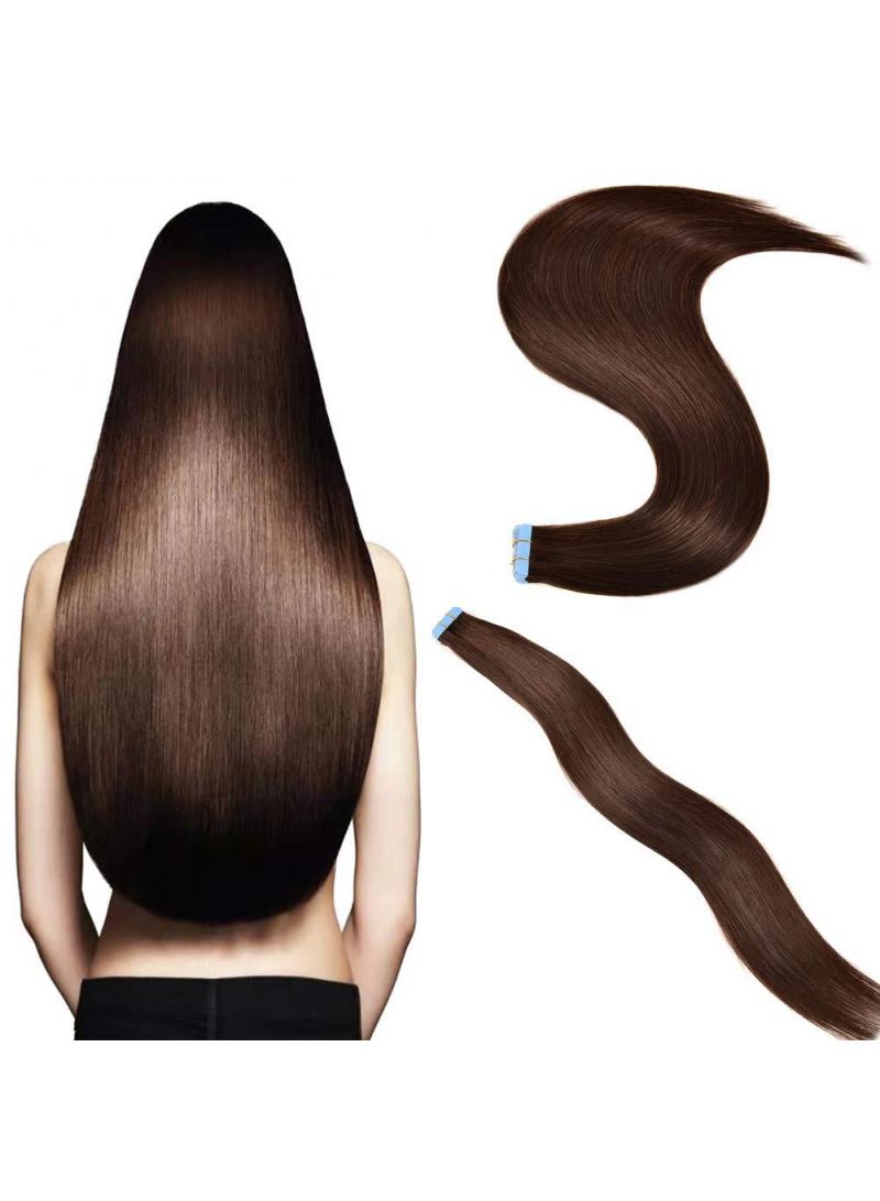 Y&D 20 Piece Human Hair Extension Dark Brown 50g Tape In Human Hair Extension Premium 100% Human Hair With Invisible Tape Attached Semi Permanent Hair Extensions - Image 4