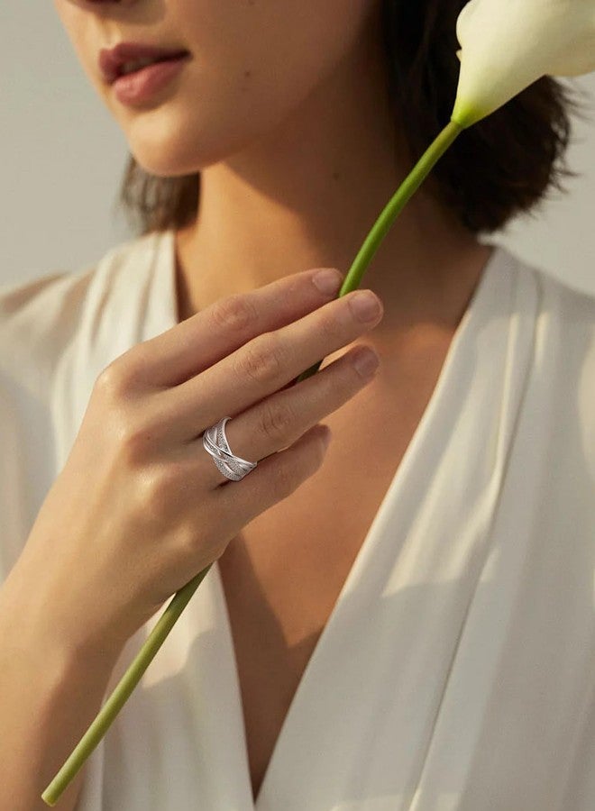 YL Twisted Knot Rings 925 Sterling Silver Cubic Zirconia Infinity Statement Rings for Women-size7 - Image 2